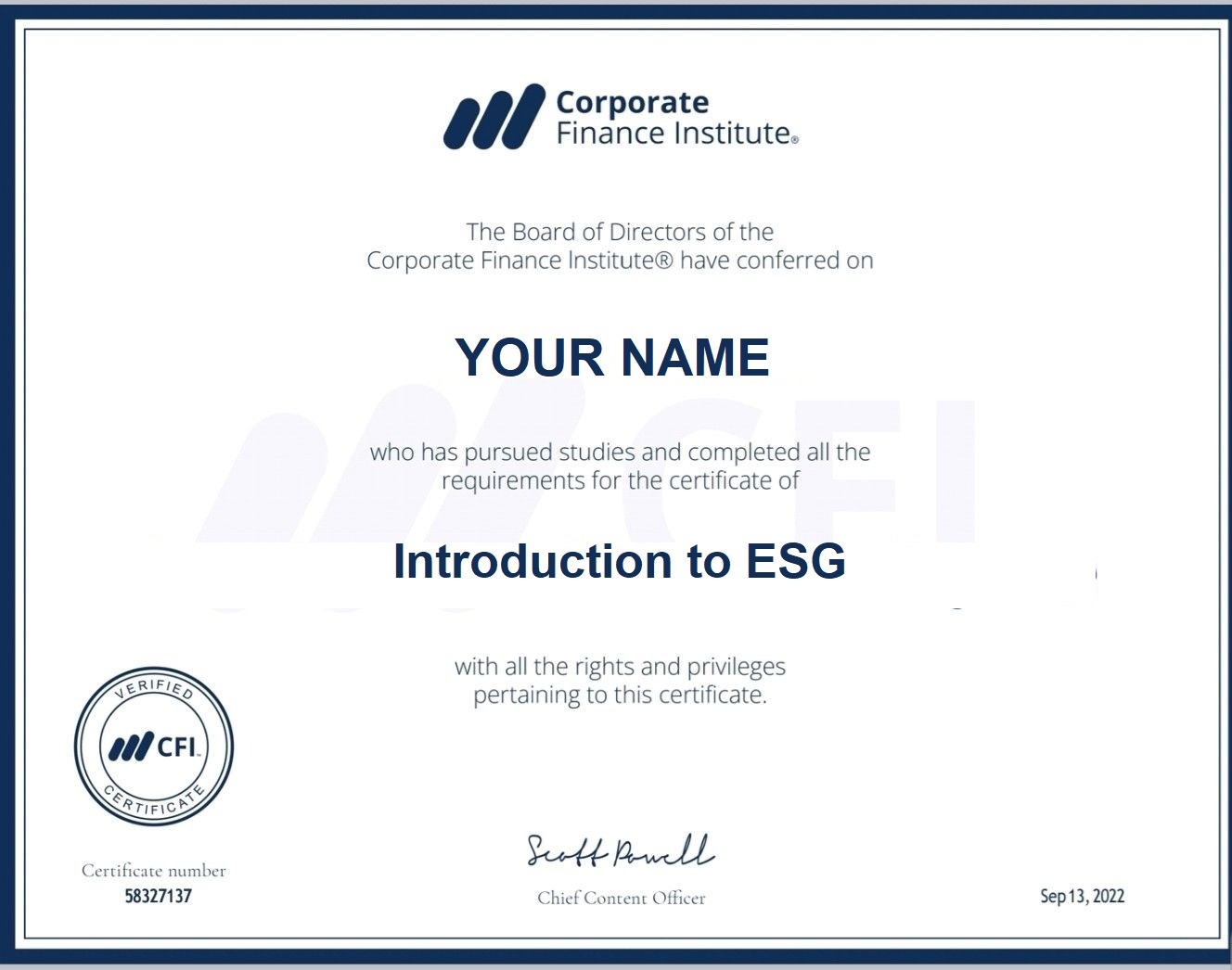 ESG free certificate 